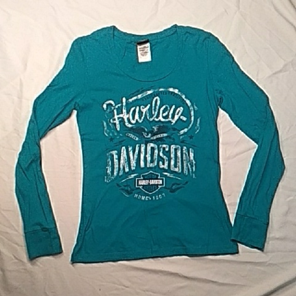 Harley-Davidson Turquoise Long Sleeve Top